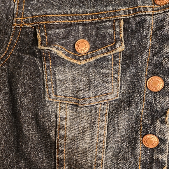 OLD NAVY Women's Denim Dark Blue Jean Jacket Vintage 1994 Size S Peplum - Picture 7 of 9